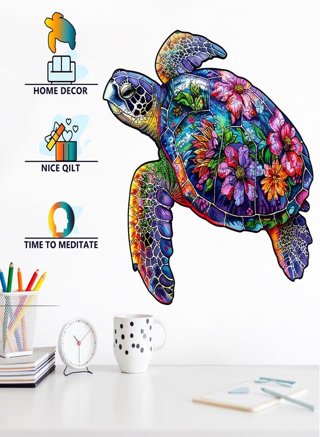 Foyucool Wooden Puzzles for Adults, About 150 Pieces Unique Puzzles for Adults, Irregular Animal Shaped Wooden Jigsaw Puzzles, Creative Gift,11.1 x 5.5 inch, Turtle - Image 4